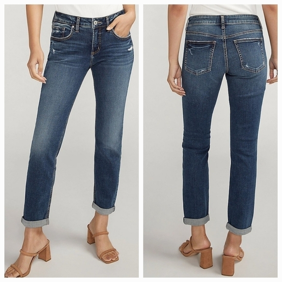 Silver Jeans Denim - Silver Jeans Mid Rise Boyfriend Raw Hem Denim Blue Jeans Sz 30x29
